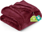 Utopia Bedding Fleece Blanket Queen Size Burgundy 300GSM Luxury Anti-Static Fuzzy Soft Microfiber Bed Blanket (90x90 Inch)