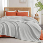 PHF Ultra Soft Waffle Weave Blanket King Size 104"x 90"- Washed Lightweight Breathable Cozy Woven Blanket for Bed - Aesthetic Decor for Couch Bedding Sofa Home Car - Light Grey