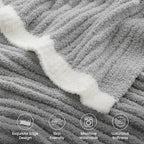 Snuggle Sac Fluffy Grey Blanket Twin Size, Soft Luxurious Knit Fuzzy Microfiber Blankets for Couch, Sofa, Bed, Grey, 60x80 inches