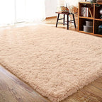 ISEAU Fluffy Rug Carpets Soft Shaggy Area Rugs Indoor Floor Mats for Kids Room Fuzzy Carpet Comfy Cute Nursery Mat Bedside Rug for Boys Girls Bedroom Living Room Home Decor, 4ft x 6ft,Camel