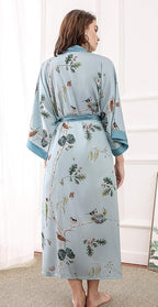 Aensso Long Soft Lightweight Silky Kimonos Robes for Women, Luxury Japanese Floral Womens Kimono Robe