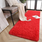 Jelymark Super Soft Shaggy Rug for Bedroom, 2x6 Feet Fluffy Carpet for Living Room, Fuzzy Indoor Plush Area Rug for Home Decor, Furry Floor Rugs for Dorm, Kids Nursery Rug for Girls, Red