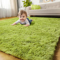 Amdrebio Grass Green Rugs 5x8 for Bedroom Living Room, Fluffy Shag Plush Area Rug for Kids Room Baby Nursery Decor, Modern Fuzzy Floor Furry Cool Shaggy Fuzzy Moss Carpet for Office Dorm Playroom