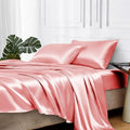 MR&HM Satin Bed Sheets, Full Size Sheets Set, 4 Pcs Silky Bedding Set with 15 Inches Deep Pocket for Mattress (Full, Blush)