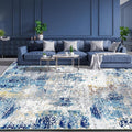 Area Rug 5x7 Washable Rugs Modern Abstract Area Rug Soft Non-Slip Non-Shedding Faux Wool Stain Resistant Floor Carpets for Living Room Bedroom Dining Room Kids Room Home Office (Blue, Ivory)