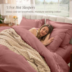 Bare Home 100% Organic Cotton Extra Long Duvet Cover Set - Crisp Percale Weave - Lightweight & Breathable - Cooling Duvet Cover Set (Twin/Twin XL, Dusty Rose)
