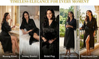 Long Satin Robes for Women Ankle Length Kimono Robes Silky Bridal Party Robes with Lace Trim Bridesmaid Loungewear Sleepwear