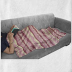 Lunarable Dusty Rose Throw Blanket, Doodle Style Waves Horizontal Stripes Simplistic Cheerful, Flannel Fleece Accent Piece Soft Couch Cover for Adults, 50" x 70", Dried Rose Pale Pink