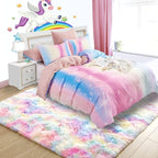 Noahas 6x9 Fluffy Rainbow Rugs for Bedroom Girls,Large Kids Room Rug,Shaggy Area Rugs for Living Room,Big Fuzzy Colorful Playroom Nursery Carpets Room Decor