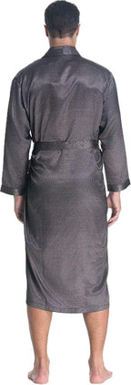 Lavenderi Mens Silky Satin Lounge Robe, Long Lightweight Sleepwear