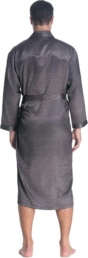 Lavenderi Mens Silky Satin Lounge Robe, Long Lightweight Sleepwear