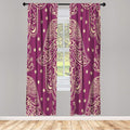 Lunarable Hamsa Window Curtains, Egyptian Boho Hand Shape Pattern Eye Design Bridal Night Inspired Art, Lightweight Decorative 2-Panel Set & Rod Pocket, Pair of - 28" x 95", Dark Magenta