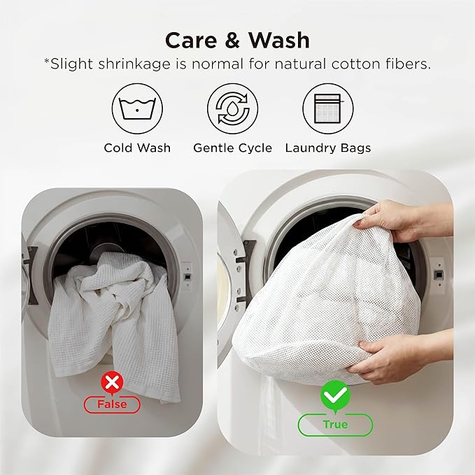 Bedsure Gentlesoft 100% Cotton Throw Blanket for Couch 50x70 inches - Cooling Breathable and Soft for Spring Summer, Waffle Weave Throw Blanket for Office, White