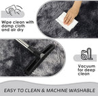 duduta Grey Plush Rugs for Bedroom 3x5 ft, Tie Dye Fluffy Gray Shag Rug for Dorm Nursery Bedside, Machine Washable Non Slip