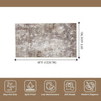 2x4 Washable Non-Slip Runner Rug – Small Throw Rug for Kitchen Floor, Bedroom, Entryway, Bathroom, Bedside – Modern Abstract Neutral Low-Pile Thin Indoor Door Mat (Brown Beige,2x4)