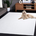 SAFAVIEH Washable Rug Faux Rabbit Fur Shag Collection - 6' x 9', Ivory, Slip Resistant & Easy Cleaning, Ideal for Living Room, Bedroom, Kids Playroom, Nursery, Dining Space (FRF100A)