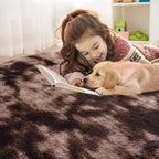 OLANLY Area Rugs for Living Room Bedroom, Machine Washable 4x5.9 Feet Soft Fluffy Shaggy Bedside Rug, Indoor Floor Carpet for Kids Girls and Boys, Nursery Room, Home Decor Aesthetic, Coffee Tie-dye
