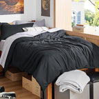 Bedsure Duvet Cover Twin/Twin XL Size - Soft Double Brushed Bedding Set for Kids & Adults, Zipper Closure, 2 Pieces, Includes 1 Duvet Cover (68"x90") & 1 Pillow Sham, NO Comforter, Black
