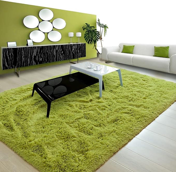 Noahas Large Fluffy Green 8x10 Area Rugs for Living Room Bedroom,Thick Shag Throw Rug,Big Soft Shaggy Bedside Non-Slip Plush Dorm Nursery Kids Carpet