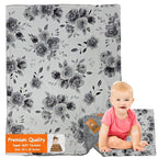 Dear Baby Gear - Soft Reversible Baby Blankets, Newborn Essentials, Baby Blanket for Boys & Girls, Toddler Blankets, Monochrome Gray Floral