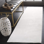 SAFAVIEH Washable Rug Faux Rabbit Fur Shag Collection - 2'3" x 10' Runner, Ivory, Slip Resistant & Easy Cleaning, Ideal for Living Room, Hallway, Foyer, Nursery, Bedroom (FRF100A)