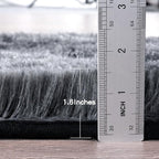 KING DARE Shag Runner Rug 2x6, Soft Fluffy Bedroom Runner Rug Bedside, Non-Slip Washable Plush Fuzzy Carpet for Dorm Girls Boys Kids Room Indoor Decor, Black and Dark Gray