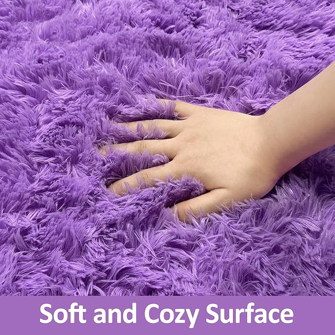 Small Fluffy Rugs for Bedroom 2x3 Purple Shaggy Area Rug Soft Plush Fuzzy Fur Throw Rug for Living Room Dorm Kids Nursery Home Decor Aesthetic Carpets