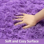 Fluffy Rugs for Living Room 6x9 Purple Shaggy Rug for Bedroom Girls Non Slip Modern Indoor Furry Floor Carpet Washable Plush Fuzzy Kids Carpet for Nursery Teen Dorm Room