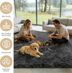 8x10 Area Rug Fluffy Shaggy - Ultra Soft Faux Fur Non-Slip Machine Washable Carpet for Bedroom, Living Room, Nursery & Dorm Cozy Home Decor