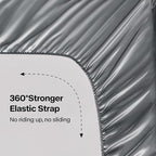 BEDELITE Satin Sheets Full XL Size Bed Set, Luxury Soft Dark Grey Silky Sheets for Hair and Skin, Similar to Silk Bed Sheets Set 4 Pieces with 1 Deep Pocket Fitted Sheet, 1 Flat Sheet, 2 Pillowcases