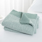 Carriediosa Heather Throw Blanket 60" X 80" Twin, 400GSM Ultra Soft Microfiber Fuzzy Fluffy Reversible Knitted Blankets Cozy Plush Lightweight and Warm Fall Throws for Couch, Bed, Sofa, Sage Green