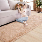 Noahas Beige Runner Rug for Hallway,2'x6' Long Area Rugs for Bedroom Living Room,Non Slip Thick Shag Floor Carpet for Entryway Kitchen Dorm Nursery Bedside Kids Room