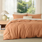 Bedsure Duvet Cover California King Size - Soft Double Brushed Bedding Set for Kids & Adults, Zipper Closure, 3 Pieces, Includes 1 Duvet Cover (104"x98") & 2 Pillow Shams, NO Comforter, Burnt Orange