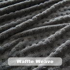 NEWCOSPLAY Super Soft Queen Blanket Grey Premium Silky Flannel Fleece 3D Waffle Checkered Lightweight Bed Blanket All Season Use (Dark Grey, Queen(90"x90"))
