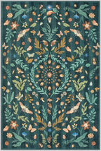 Lahome Chloe Insect Botanical 2x3 Kitchen Rugs for Entryway, Washable Small Green Door Mat Indoor Entrance, Soft Non-Slip Indoor Throw Carpet for Bathroom Bedroom Laundry(Dark Green,2x3)