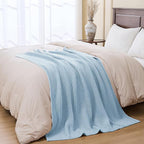 Chunky Knit Blue Throw Blanket for Couch Soft Cozy Thick Cable Knitted Throw Blankets for Sofa Bed Cute Decorative Throw Blanket for Living Room,50"x 60",Light Blue