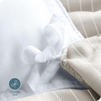 Bare Home Bedding Duvet Cover Extra Long Size - Premium 1800 Super Soft Collection - Lightweight, Cooling - Soft Textured (Twin/Twin XL, Pinstripe - Stone/White)