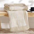 Amélie Home Knit Throw Blanket, Soft Chenille Cozy Breathable Pineapple Chunky Decorative Blanket for Couch, Bed & Sofa, French-Inspired Lightweight Warm Gift for Women, Beige, 60"x80"