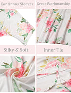 Aensso Long Soft Lightweight Silky Kimonos Robes for Women, Luxury Japanese Floral Womens Kimono Robe