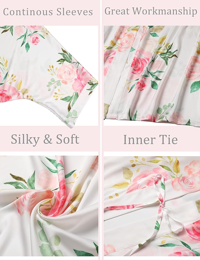 Aensso Long Soft Lightweight Silky Kimonos Robes for Women, Luxury Japanese Floral Womens Kimono Robe