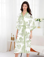 EPLAZA Silk Robes for Women Satin Robe Long Sexy Print Flower Kimono Loungewear Wedding Bridal Party