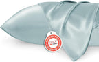 Bedsure Satin Pillowcases, Similar to Silk Pillow Cases Queen Size Set of 2, Pillow Case for Sleeping Women with Envelope Closure, Gifts for Women Men, Light Turquoise, 20x30 Inches, 2pcs