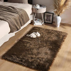 Ashler Faux Fur Rug - Fluffy Shaggy Area Rug, Ultra Soft 3 x 5 Feet Sheepskin Fur, Dark Coffee Fuzzy Machine Washable Shag, Nursery Decor Throw for Bedroom, Living Room, Kids Room