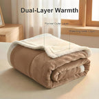 Sherpa Double-Sided Blankets, Plush & Cuddly Throw, Extra-Plush Thermal Fleece Blanket for Sofa/Couch/Bedding, Super Soft Living Room Blanket with Anti-Pilling (Khaki, 60×80)