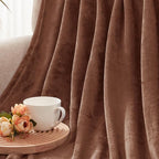 Exclusivo Mezcla Fleece Blankets Queen Size for Bed, Super Soft and Warm, All Season, Cozy, Plush, Lightweight, 90x90 Inches, Brown