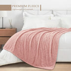 Exclusivo Mezcla Fleece Bed Blankets Queen Size, Ultra Soft, Lightweight and Fuzzy Dusty Pink Blanket for Women, Home Decor, 90x90 Inches