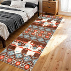 Western Cowhide Runner Rug,4x10ft,Rustic Tribal Aztec Runner Rug,Farmhouse Cow Print Decor Western Kitchen Rugs,Soft Non-Slip Faux Cowhide Hallway Carpet, for Office Entryway Bedroom Floor Mat
