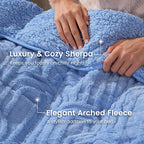 Sherpa Fleece Adult Weighted Blanket Great for Sleep, 15 lbs Dual Sided Soft Fuzzy Heavy Blankets for Couch Bed Sofa, Cozy Warm Fluffy Arched Jacquard Throw for Winter (Blue, 60" x 80", 15 Pounds)