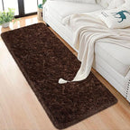 Runner Rug for Bedroom 2x6 Brown Fluffy Shaggy Rug Soft Plush Fuzzy Area Rug Bedside Runners for Hallway Kids Nursery Dorm Playroom Living Room with Non Slip Modern Indoor Decor Carpet