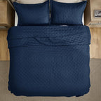 Bedsure Quilts Queen Size - Navy Blue Bedspread Queen Size & Lightweight Comforter, Modern Coverlet with Clover Pattern, Ultra Soft All-Season Bedding, 90 x 96 Inches | Stitch-Free Quilting, Ultra Soft, Lightweight, Machine Washable, Pet-Friendly